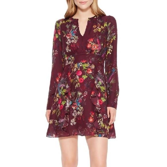 [Parker] Brooke Floral Ruffled Silk  Dress - Picture 1 of 14